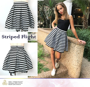 Women Skirt, Striped Skirt, Cotton Skirt, Pattern Skirt, Printed Skirt, Handmade Skirt, Knee Length Skirt, Skirt "Striped Flight" Size S