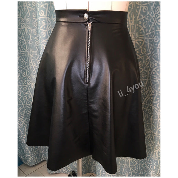 Women Skirt, Black Skirt, Lycra Skirt, Handmade Skirt, Knee Length Skirt, Party Skirt, “Kazumi”  Size S/M/L