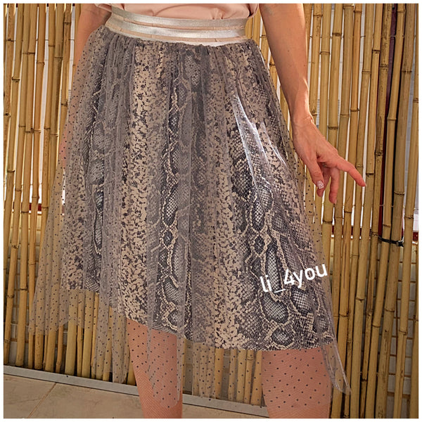 Skirt “Snake Peas” Print Skirt, Tulle Skirt, Women Skirt, Elegant Skirt, Midi Skirt